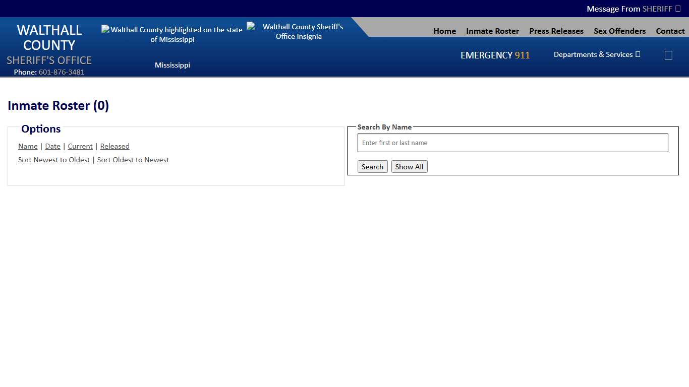 Inmate Roster - Released Inmates Booking Date Descending - Walthall County MS Sheriff's Office