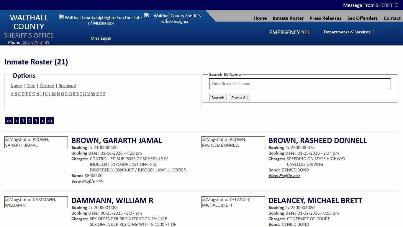 Inmate Roster - Current Inmates - Walthall County MS Sheriff's Office